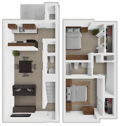 a rendering of a 3d floor plan of a house
